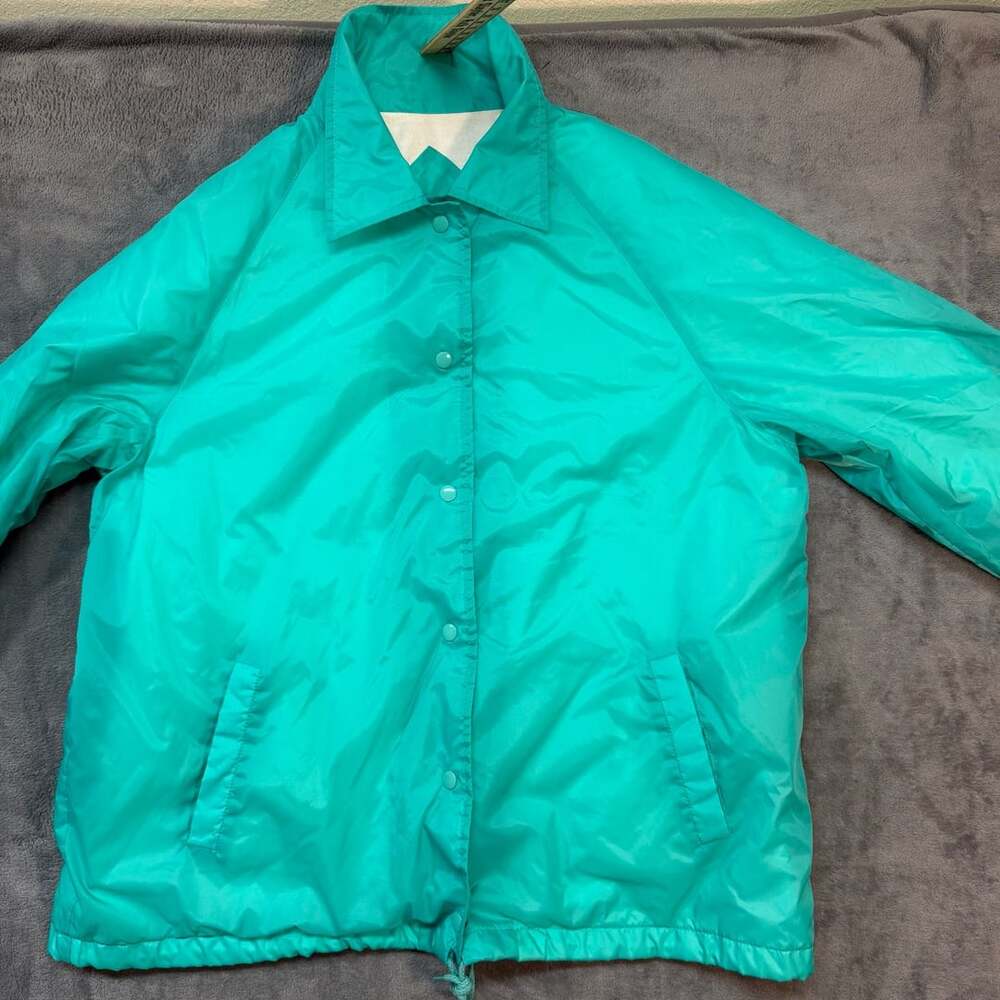 Made in Russia Current Seen Windbreaker Jacket Size 22W Turquoise Nylon clean